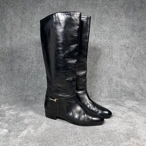 Cole Haan Tall Riding Boots Black Leather Vibram Sole Made in Italy Women's 6 M